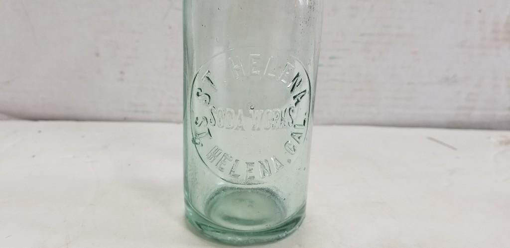 (2) ANTIQUE ST. HELENA SODA & COLD STORAGE GLASS BOTTLES