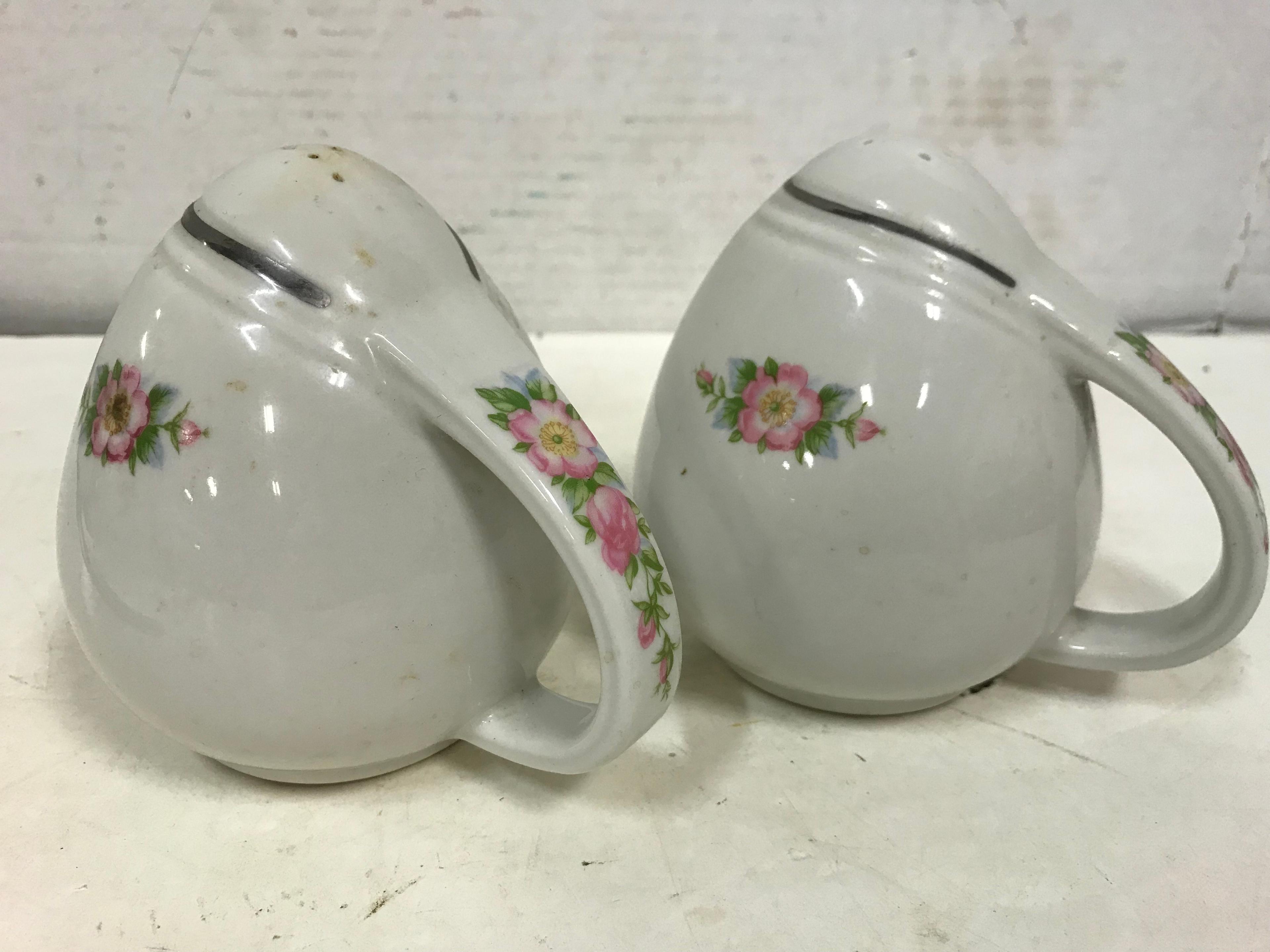 NIPPON HAND PAINTED CREAM /SUGAR & UNMARKED SALT / PEPPER