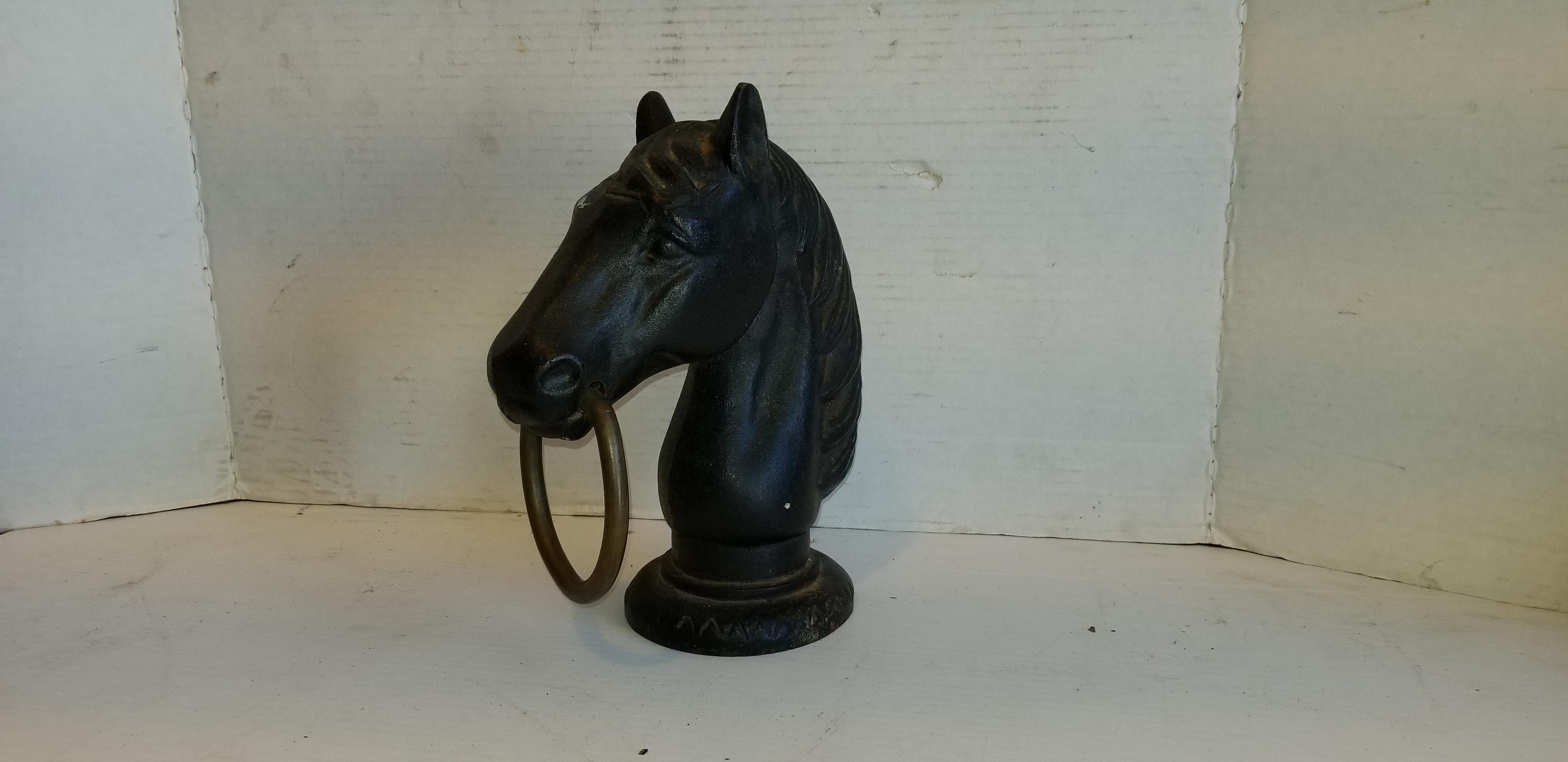 CAST IRON HORSE HEAD HITCHING POST TOPPER