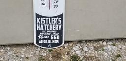 KISTLER'S HATCHERY OUTSIDE THERMOMETER - ALEDO ILL.