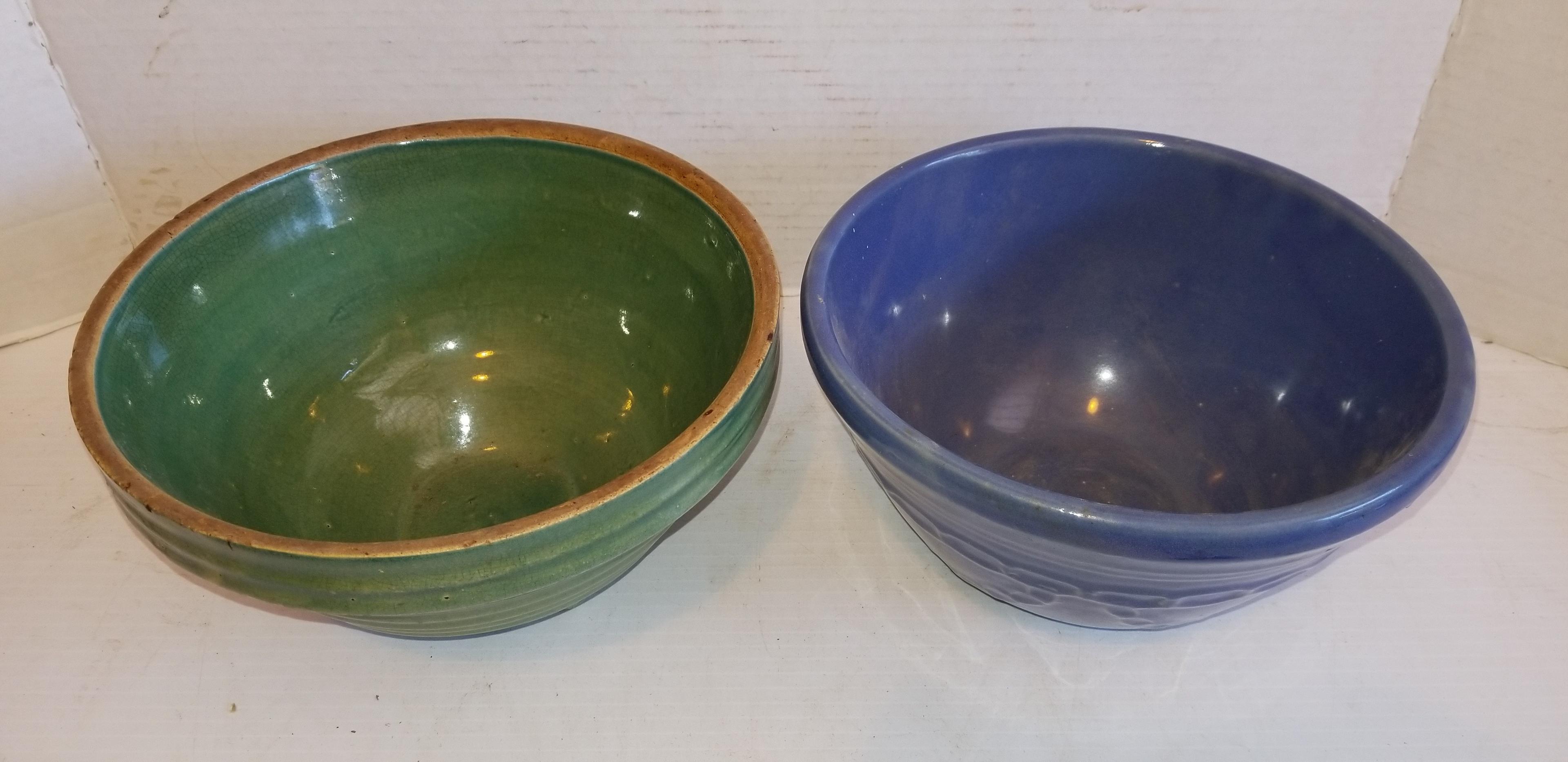 (2) VINTAGE STONEWARE MIXING BOWLS