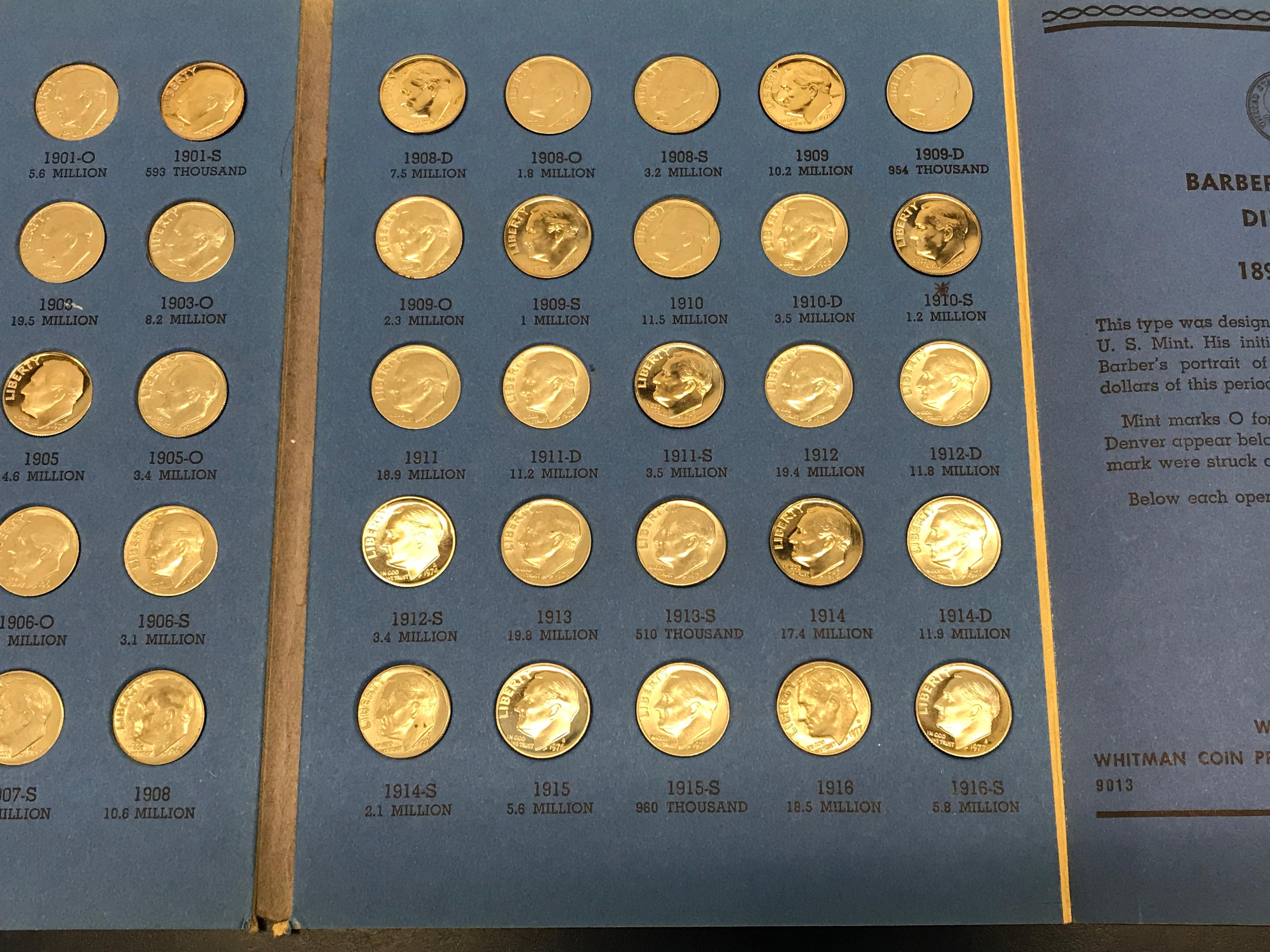 WHITMAN BARBER / LIBERTY HEAD DIME COIN FOLDER W/ EISENHOWER DIME