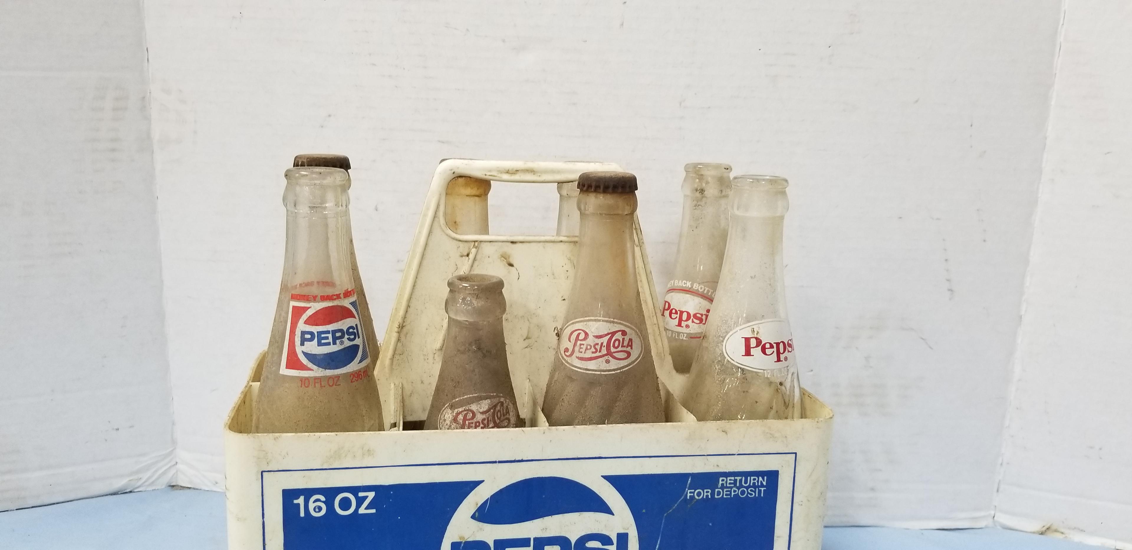 (8) PEPSI COLA BOTTLES W CARRIER