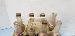 (8) PEPSI COLA BOTTLES W CARRIER