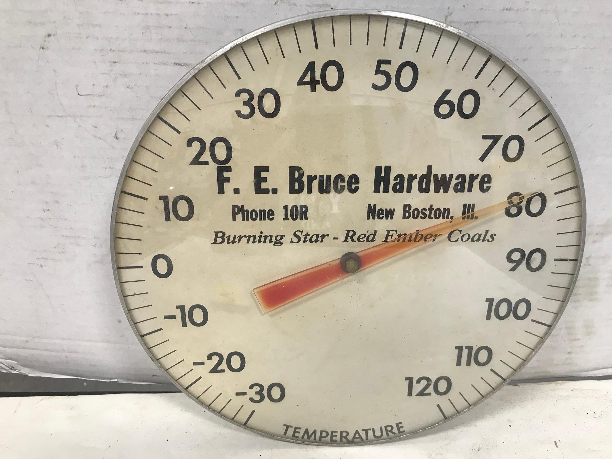 F.E. BRUCE HARDWARE NEW BOSTON, IL 11" OUTDOOR THERMOMETER