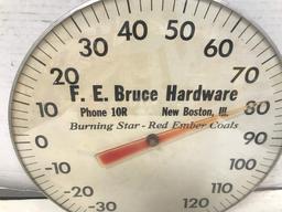 F.E. BRUCE HARDWARE NEW BOSTON, IL 11" OUTDOOR THERMOMETER