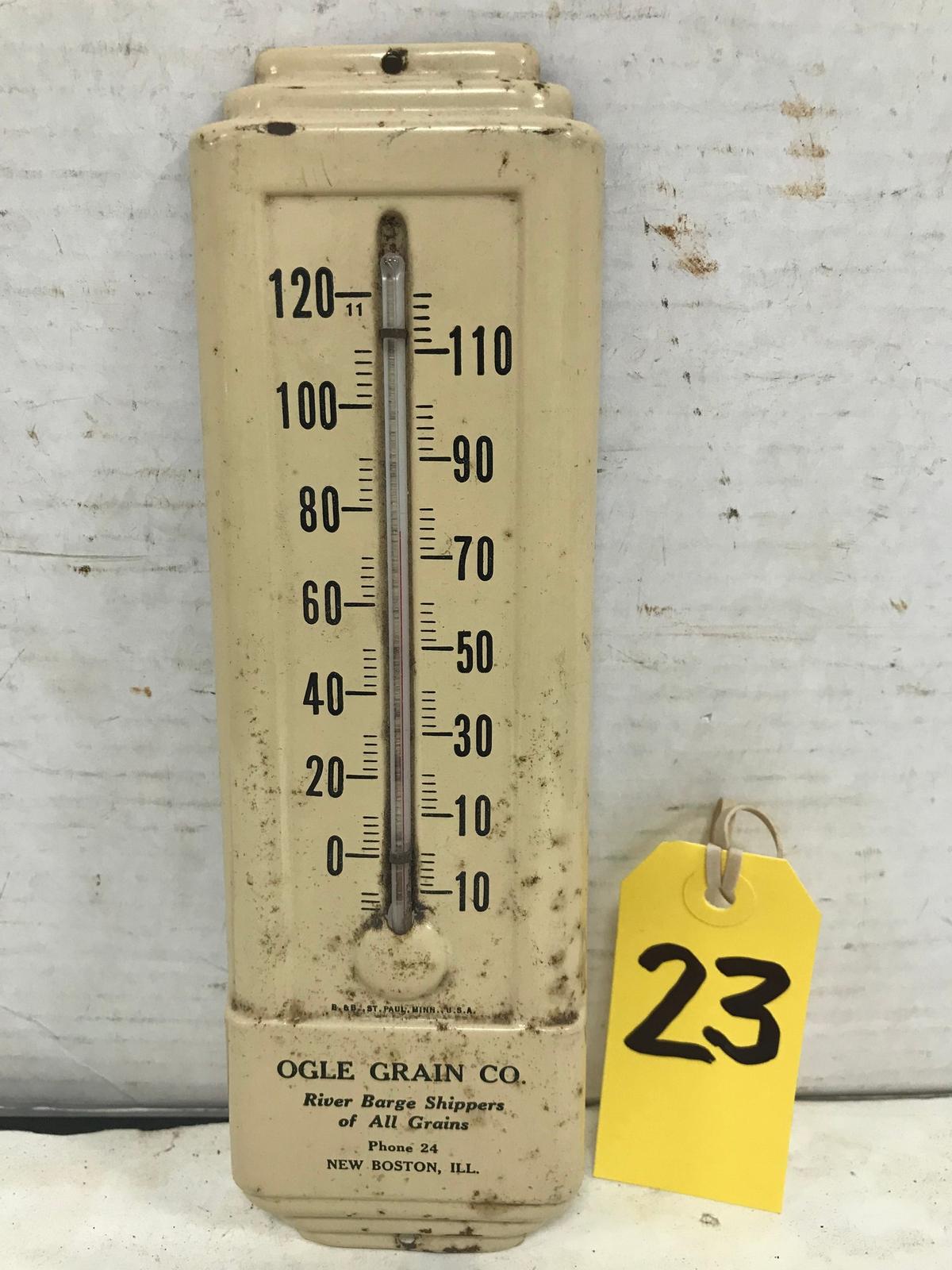 TIN OGLE GRAIN CO NEW BOSTON , IL THERMOMETER