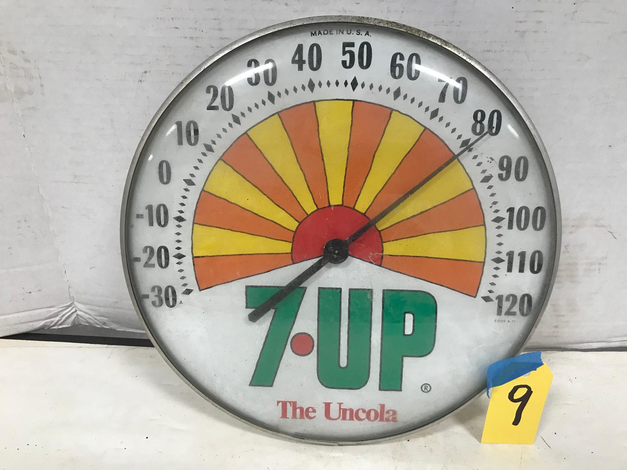 7 UP THE UNCOLA 12" ROUND OUTDOOR THERMOMETER