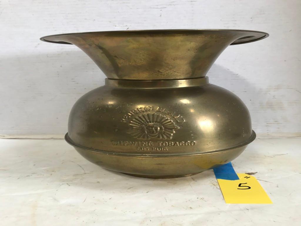 REDSKIN BRAND CHEWING TOBACCO SPITTOON (BRASS)