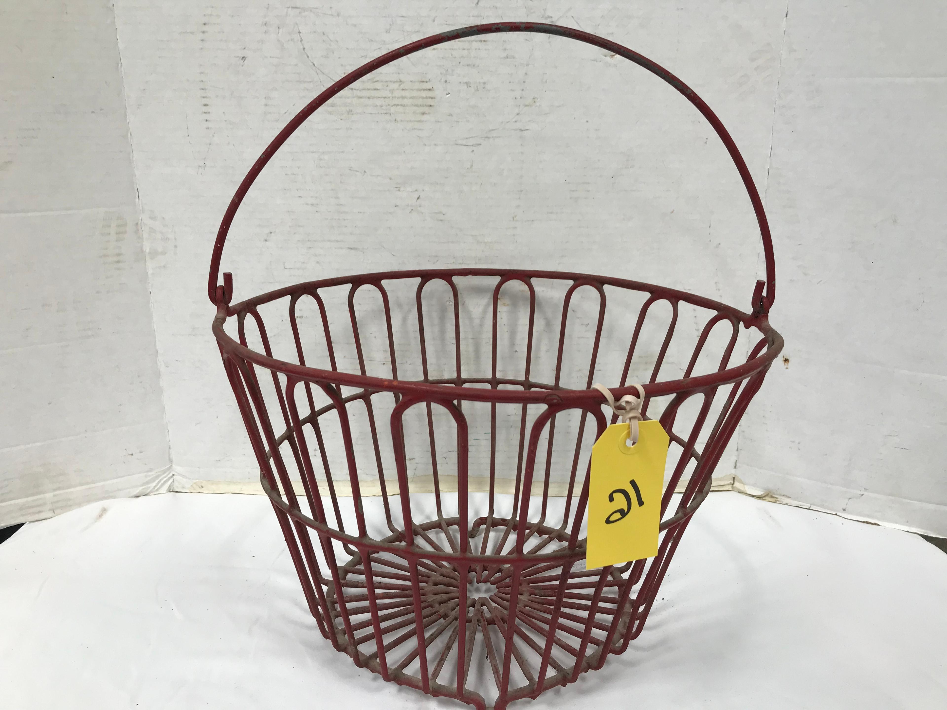 RED METAL EGG BASKET