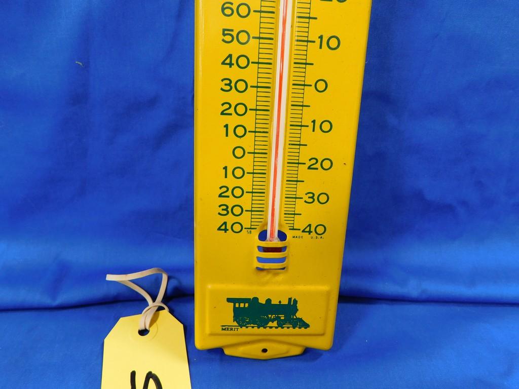 B & O RAILROAD METAL THERMOMETER