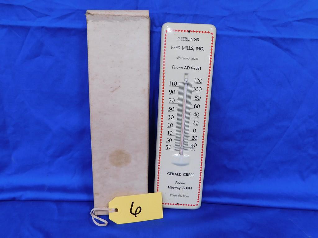 GEERLINGS FEED MILL METAL THERMOMETER