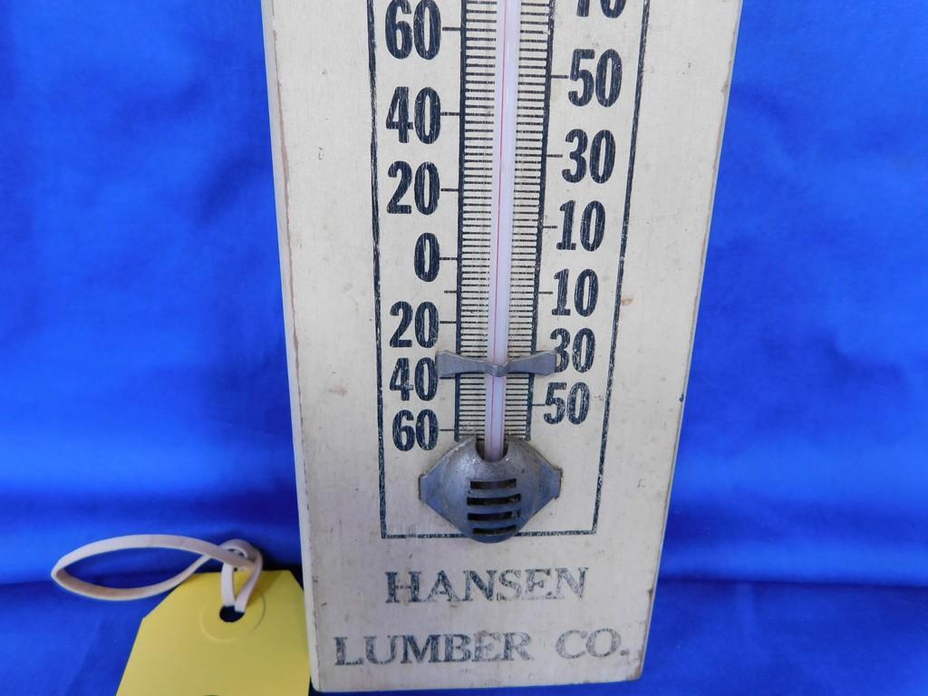 HANSEN LUMBER CO. WOOD THERMOMETER