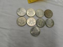 (9) 1964 KENNEDY SILVER HALVES