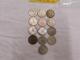 (13) SILVER QUARTERS ASSORTED DATES