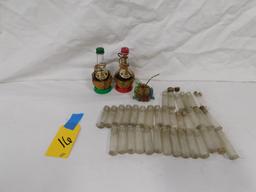 FLAT OF GLASS PILL BOTTLES & MISC BOTTLES