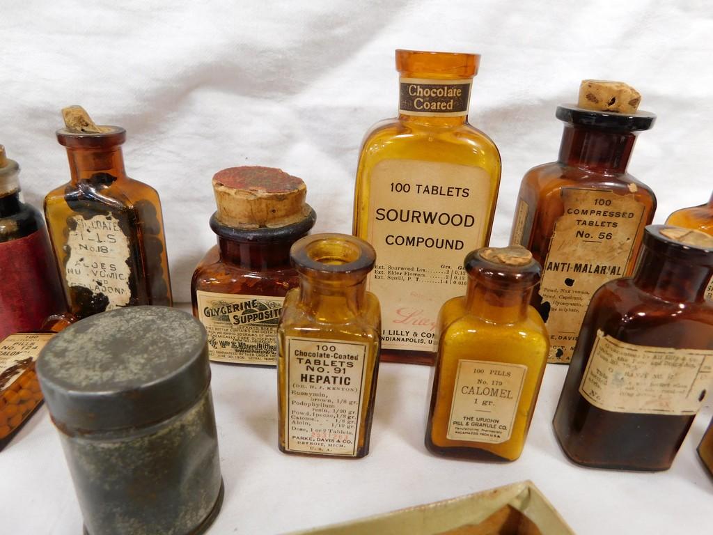 FLAT OF BROWN MEDICINE BOTTLES