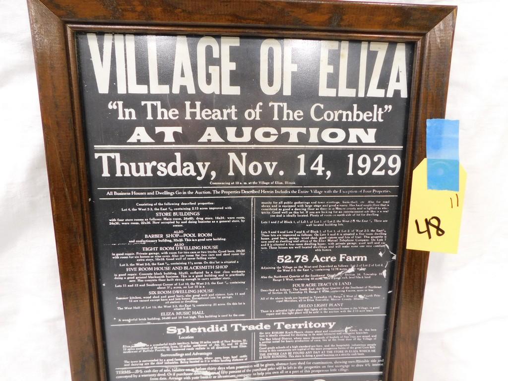 VILLAGE OF ELIZA 1929 AUCTION BILL