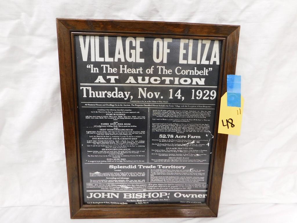 VILLAGE OF ELIZA 1929 AUCTION BILL