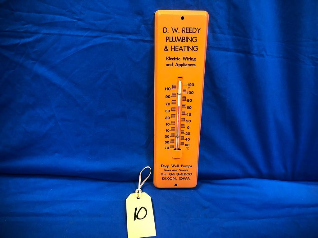 D.W. REEDY PLUMBINGN AND HEATING THERMOMETER