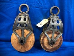 PAIR OF BARN PULLYS