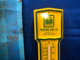 PICKERING SEED CO LINCOLN IL TIN THERMOMETER W/ BOX