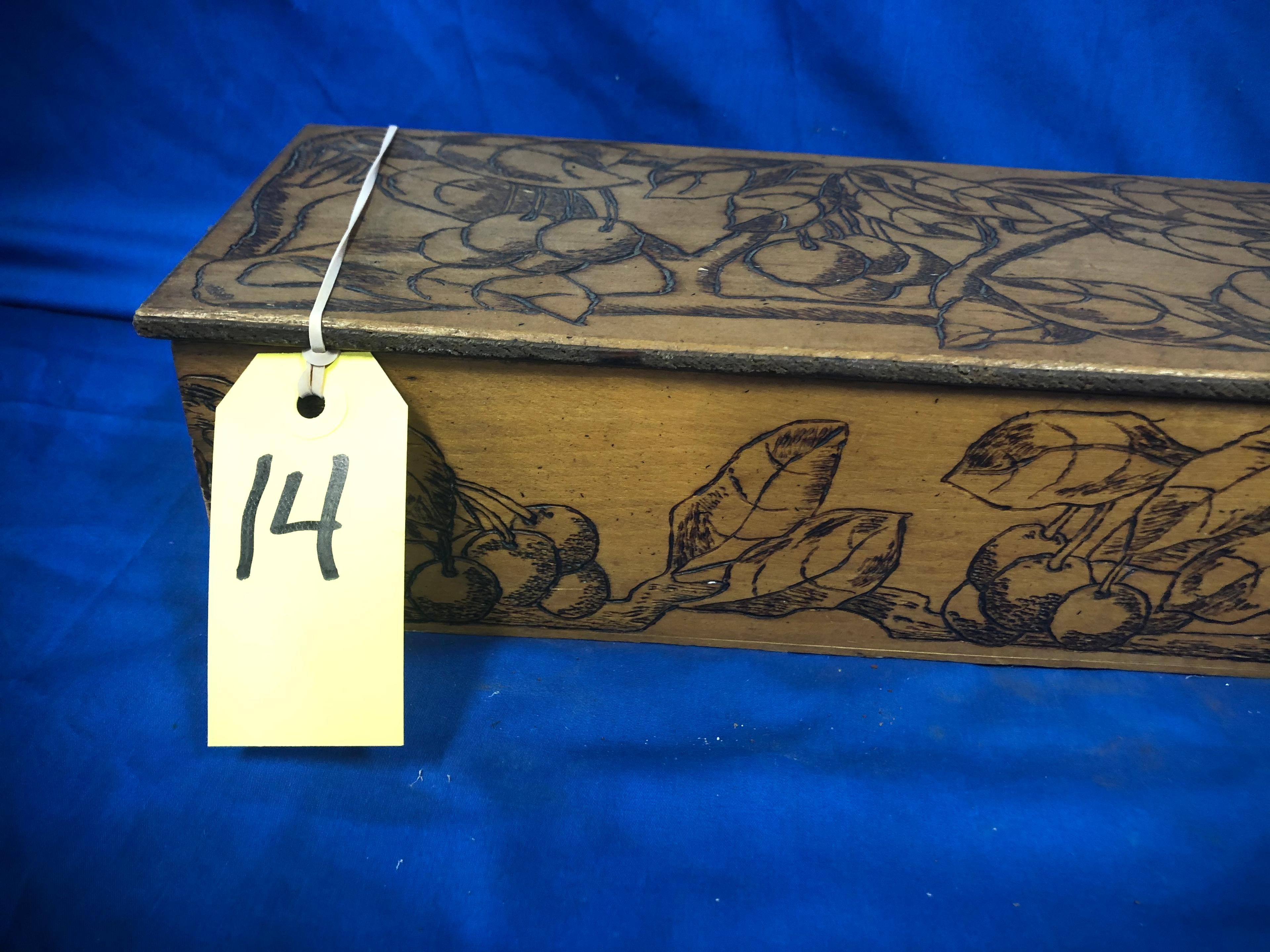 KNICKERBOCKER PYROGRAPHY WOOD HANKY / SCARF BOX