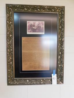 LG FRAMED COPY OF THE DECLARATION OF INDEPENDENCE