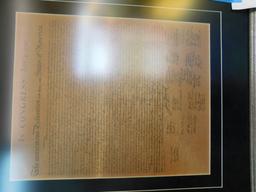 LG FRAMED COPY OF THE DECLARATION OF INDEPENDENCE