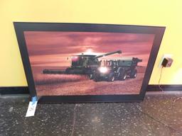 LIGHTED JOHN DEERE COMBINE SCENE PHOTO