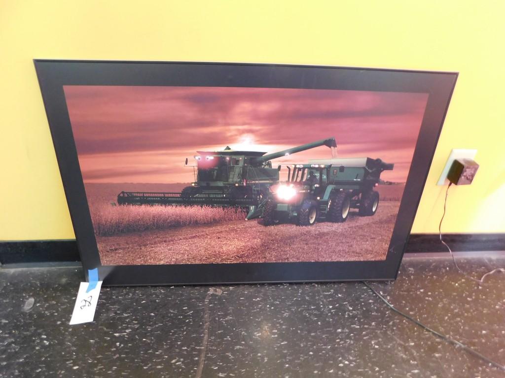 LIGHTED JOHN DEERE COMBINE SCENE PHOTO