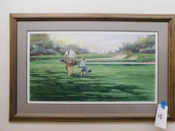 FRAMED & MATTED M. CAPSER #589/999 GOLF CORSE PRINT