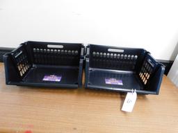 (7) BLACK PLASTIC STACKABLE STORAGE BINS