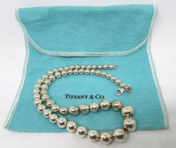 TIFFANY & CO BEAD NECKLACE STERLING SILVER 16"