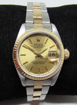 ROLEX STAINLESS & GOLD WATCH W DATEJUST OYSTER