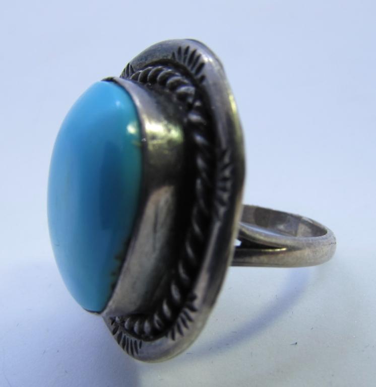 SLEEPING BEAUTY TURQUOISE RING STERLING SILVER