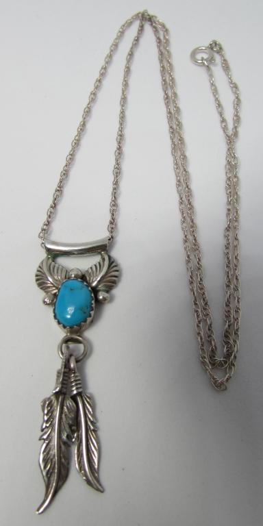 SIGNED RB TURQUOISE NECKLACE STERLING SILVER