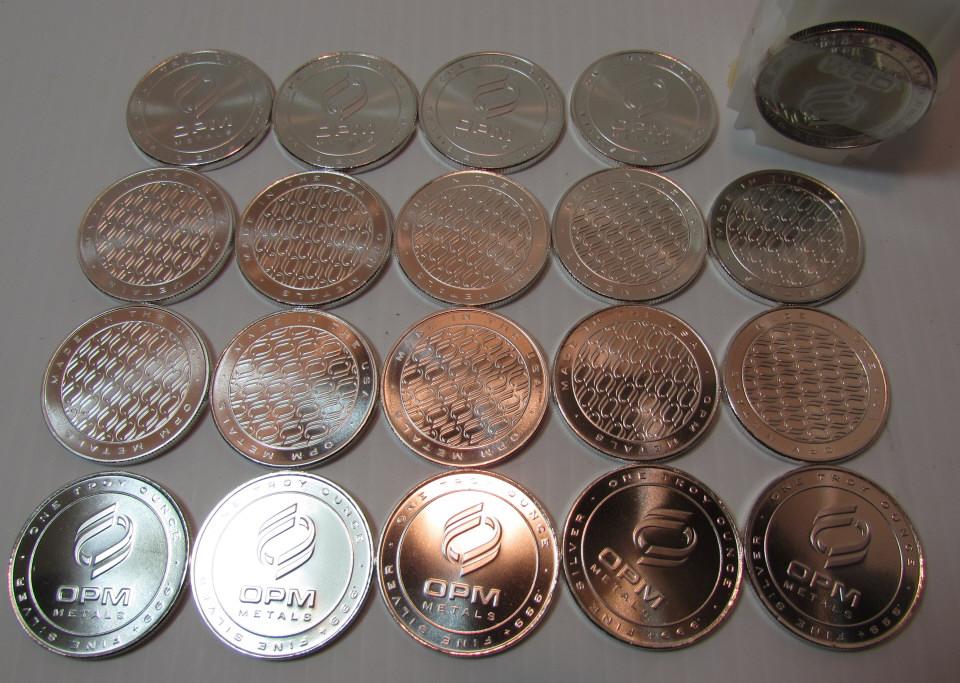 ROLL OF 20 SILVER 1 OUNCE ROUND OPM COINS