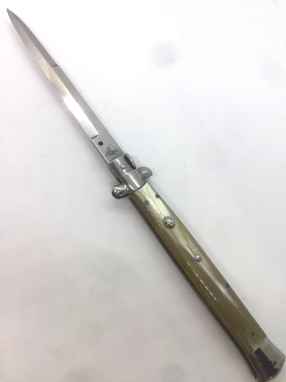 13" AKC ITALY SWITCHBLADE HORN AUTOMATIC KNIFE