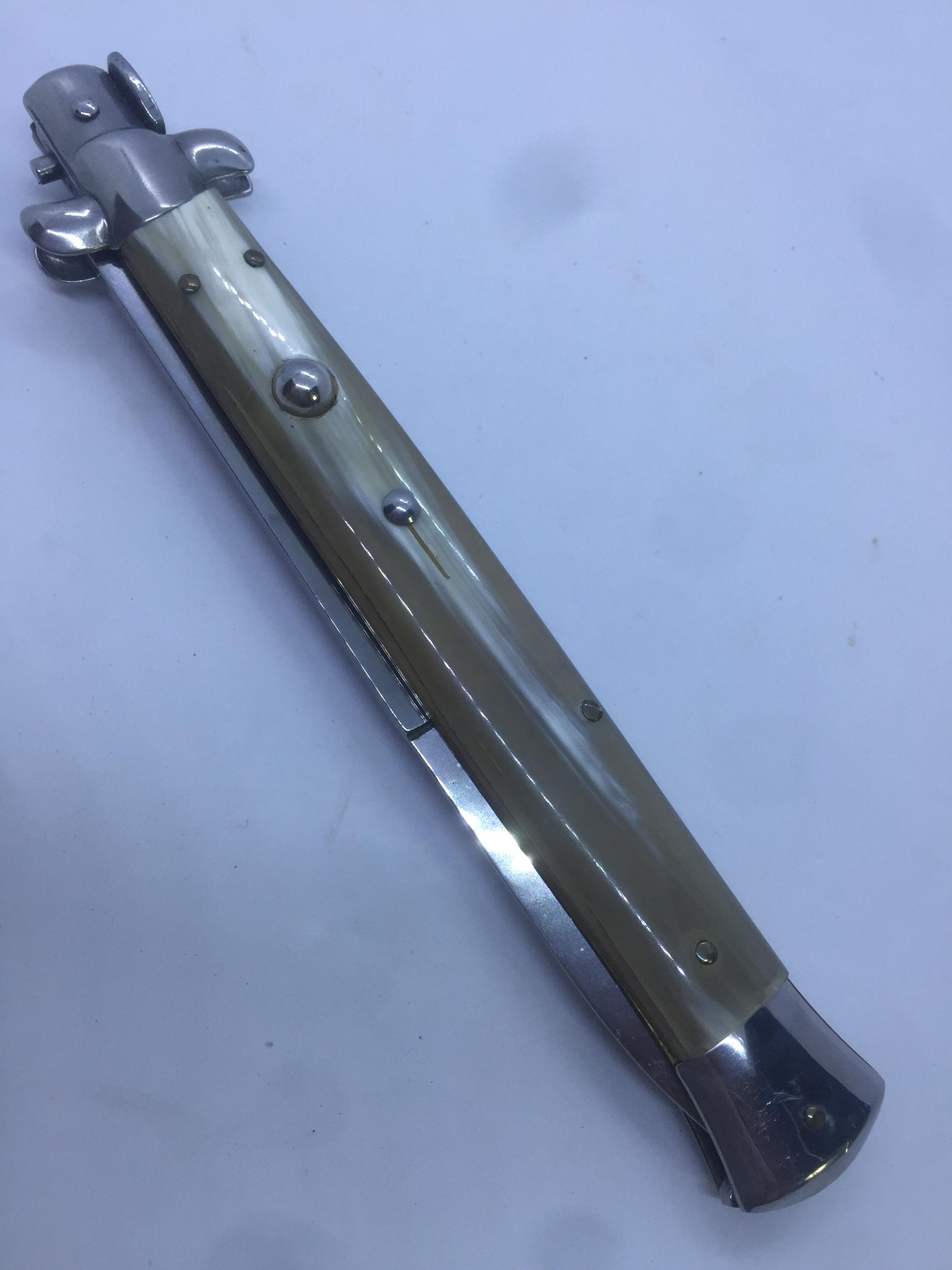 13" AKC ITALY SWITCHBLADE HORN AUTOMATIC KNIFE