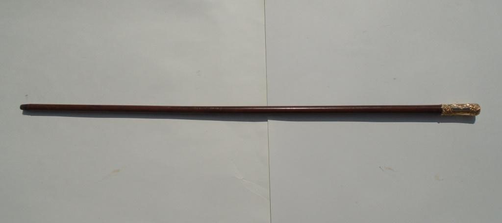 GOLD TOP PRESENTATION CANE WOOD WALKING STICK