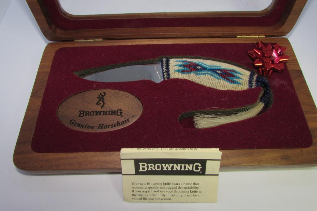 BROWNING KNIFE HORSEHAIR FIXED BLADE NIB MODEL 384