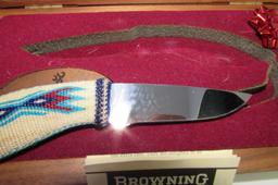 BROWNING KNIFE HORSEHAIR FIXED BLADE NIB MODEL 384