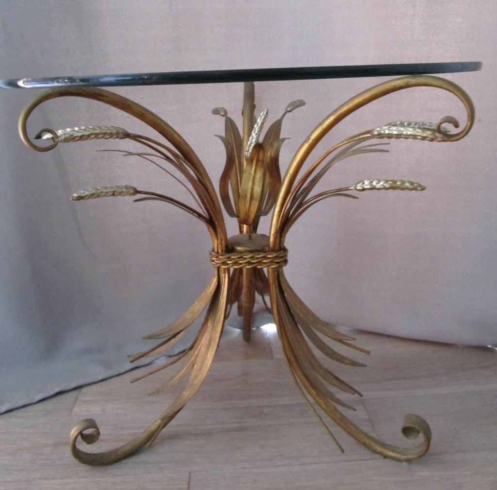 HOLLYWOOD REGENCY SIDE TABLE DORE WHEAT GILT SHEAF