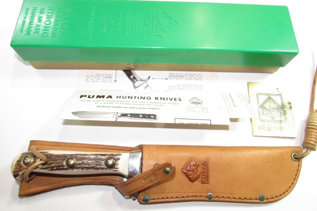 PUMA 6377 WHITE HUNTER STAG KNIFE GERMAN w/ SHEATH