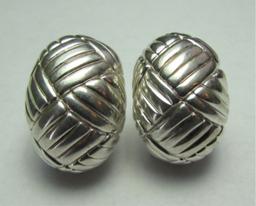 STERLING SILVER EARRINGS CLIP & POST SIGNED