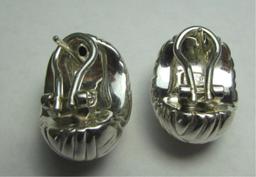 STERLING SILVER EARRINGS CLIP & POST SIGNED