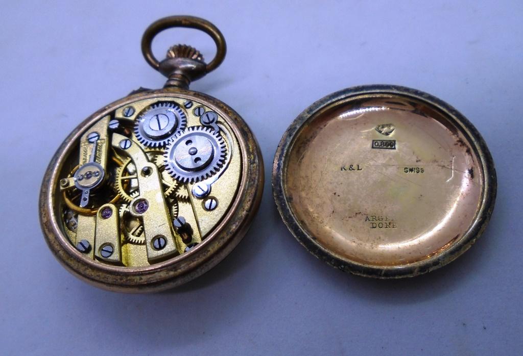 GREEN ENAMEL POCKET WATCH LEVER SET GUILLOCHE