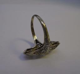 ANTIQUE 18K GOLD DIAMOND FILIGREE RING