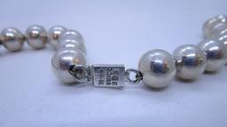 12MM BEAD 24" NECKLACE STERLING SILVER 118 GRAMS